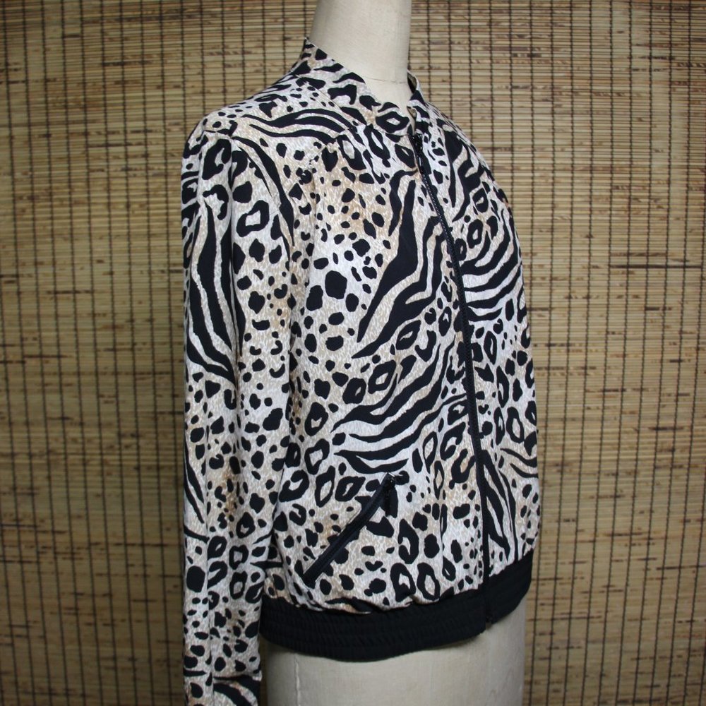 Chico’s Zenergy NEEMA Jacket Black/Neutral Animal Print Sz 1 (M 8/10) NWOT